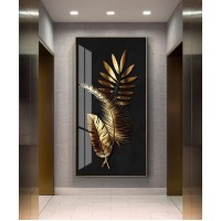 Light Luxury Crystal Painting Black And Gold Feather